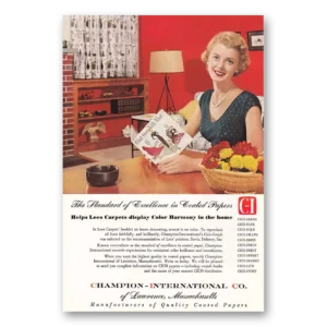 1954 Champion Coated Papers Print Ad | Lees Carpets