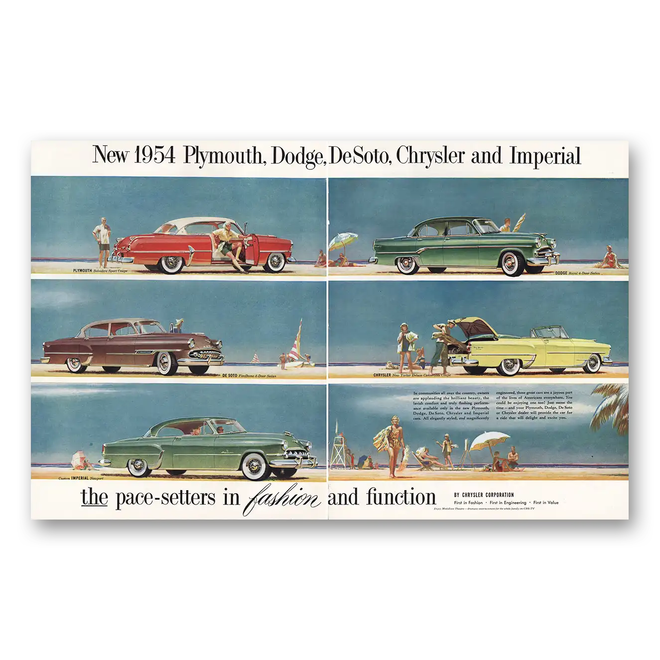 1954 Chrysler Print Ad | Pace Setters In Fashion And Function