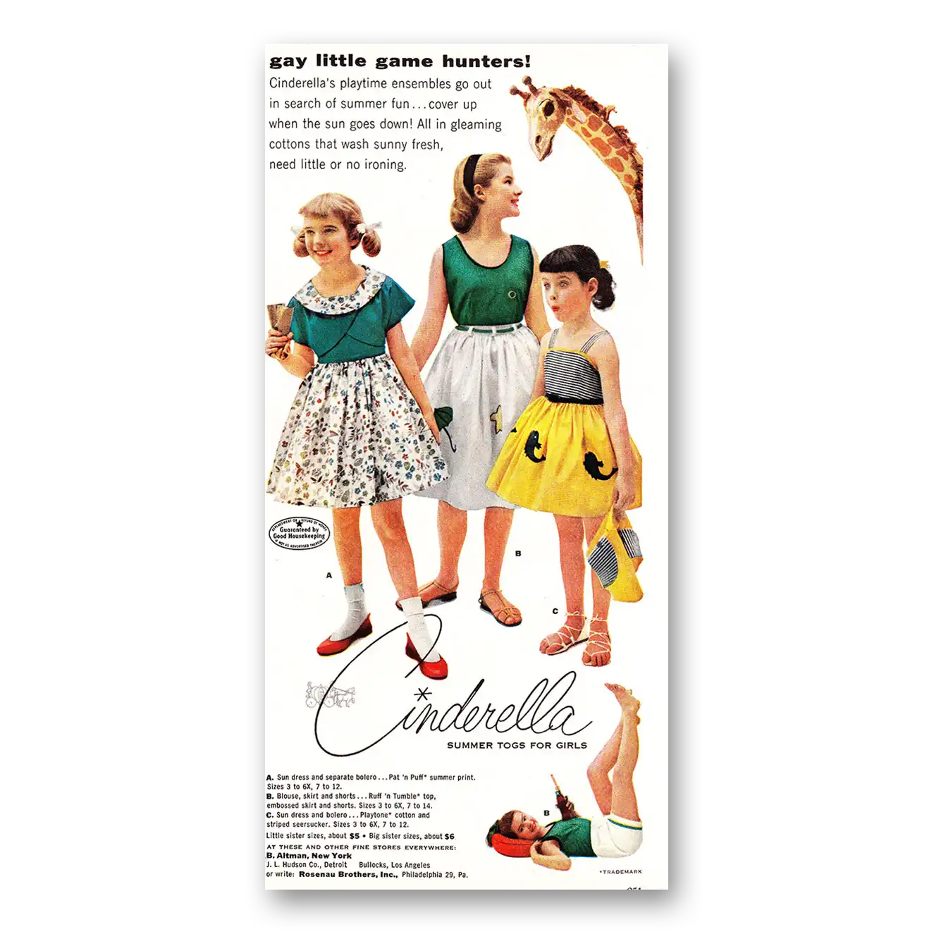 1954 Cinderella Clothes Print Ad | Game Hunters