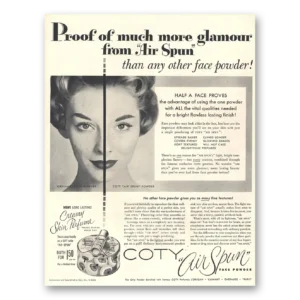 1954 Coty Cosmetics Print Ad | Air Spun