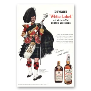 1954 Dewars White Label Print Ad | Scotch Whiskies