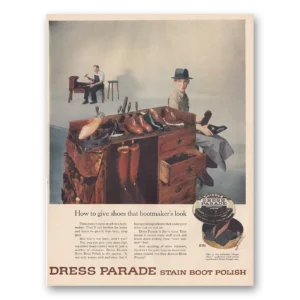 1954 Dress Parade Print Ad | Stain Boot Polish