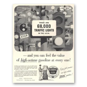 1954 Ethyl Gasoline Print Ad | Traffic Lights