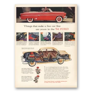 1954 Ford Print Ad | Things Make Fine Car Fine