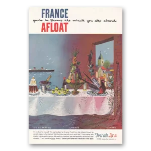 1954 French Line Print Ad | Dinner Table