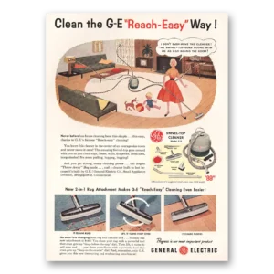 1954 General Electric Vacuum Print Ad | Cleaner Ge