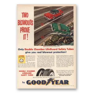 1954 Goodyear Tires Print Ad | Two Blowouts