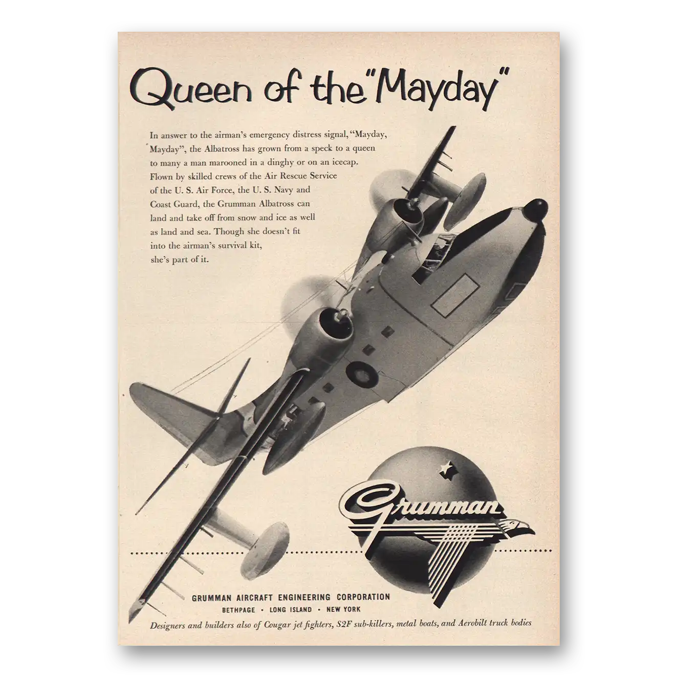1954 Grumman Print Ad | Queen Mayday