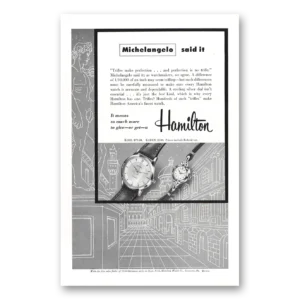 1954 Hamilton Watch Print Ad | Michelangelo