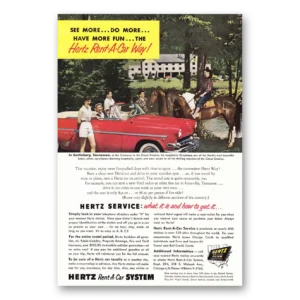 1954 Hertz Rent a Car Print Ad | Gatlinburg
