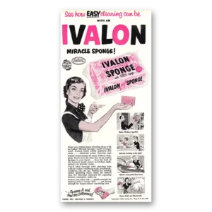 1954 Ivalon Sponge Print Ad | Easy Cleaning