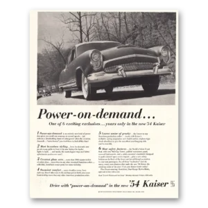 1954 Kaiser Sedan Print Ad | Power Demand