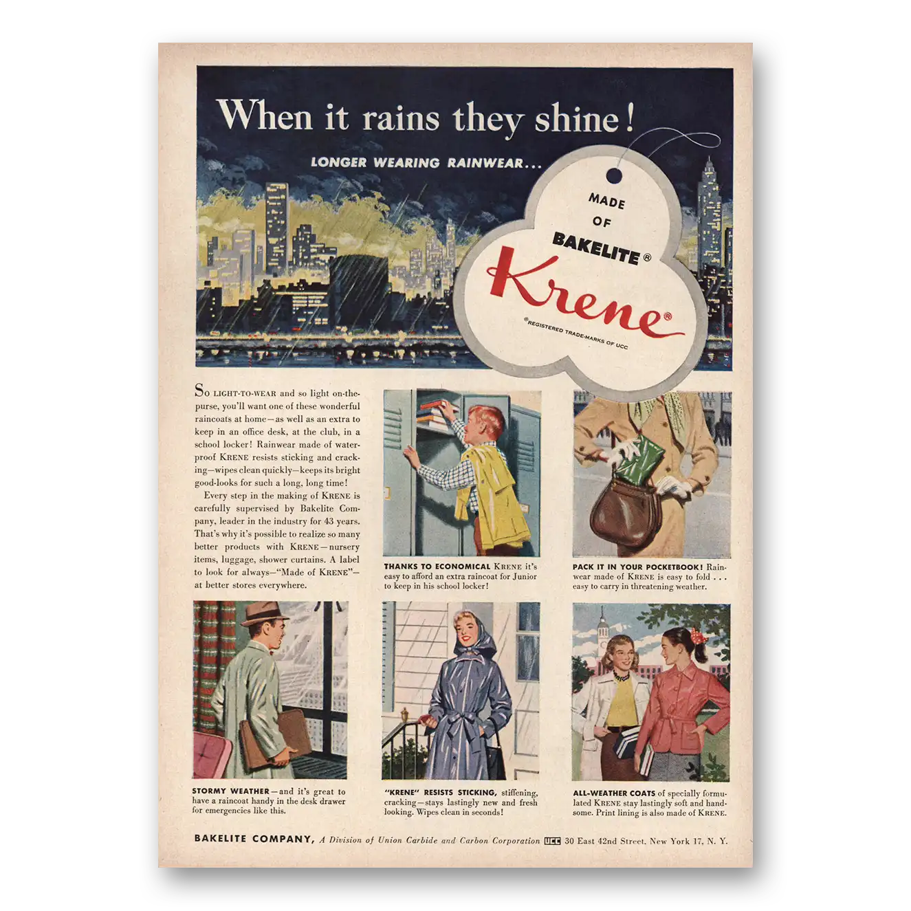 1954 Bakelite Krene Print Ad | When It Rains