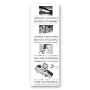 1954 Leica Cameras Print Ad | Bridge Bicyclists