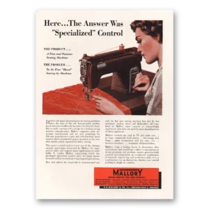 1954 Mallory Print Ad | Sewing Machine