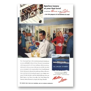 1954 Matson Line Print Ad | Spacious Luxury