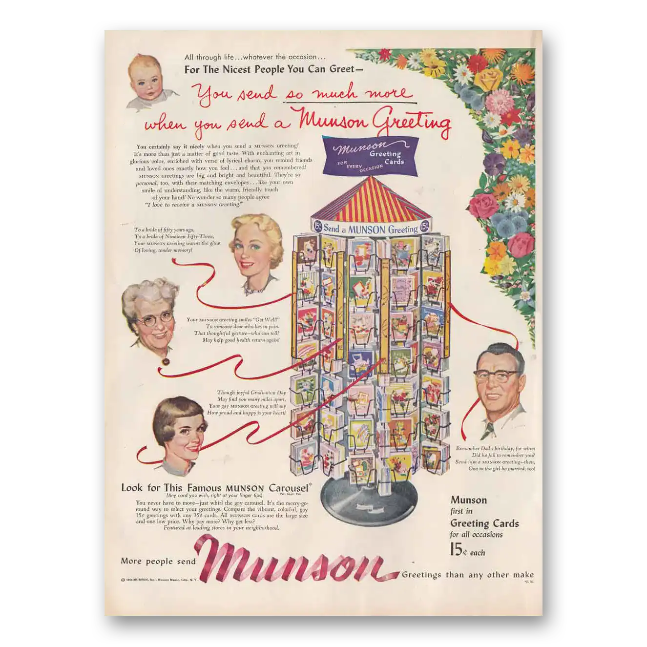 1954 Munson Greeting Cards Print Ad | Nicest People