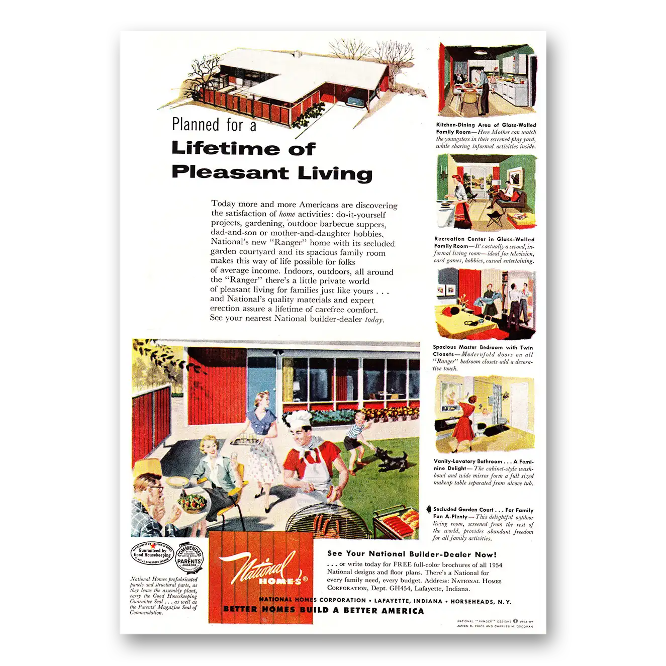 1954 National Homes Print Ad | Pleasant Living