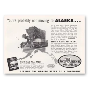 1954 North American Van Lines Print Ad | Moving To Alaska