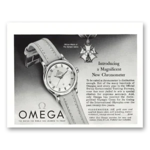 1954 Omega Watch Print Ad | Chronometer Olympic Watch