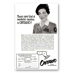 1954 Ontario Canada Print Ad | Wonderful Vacation