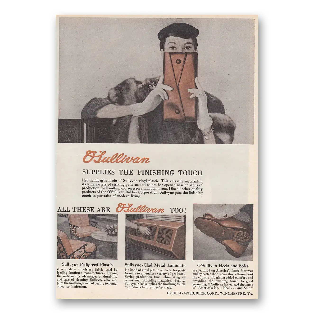 1954 OSullivan Rubber Print Ad | Finishing Touch