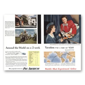 1954 Pan Am Print Ad | Airlines Paris India, Stewardess