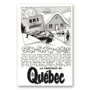 1954 Quebec Canada Print Ad | Sun Snow Skis