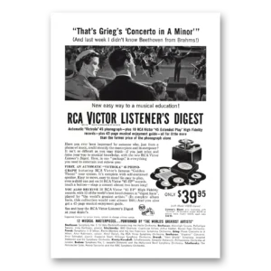1954 RCA Victor Listeners Digest Print Ad | Griegs Concerto