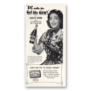 1954 Royal Crown Cola Print Ad | Loretta Young