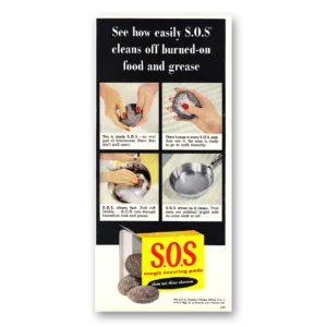 1954 SOS Scouring Pads Print Ad | Cleans Off