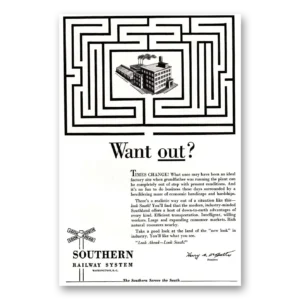 1954 Southern Railway Print Ad | Want Out