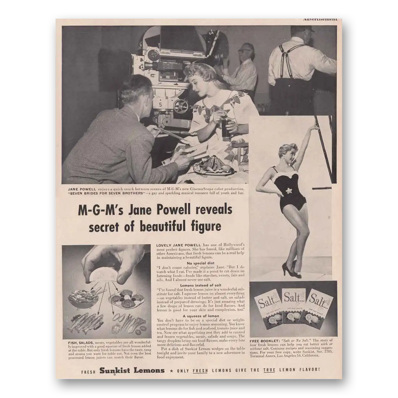 1954 Sunkist Lemons Print Ad | Jane Powell