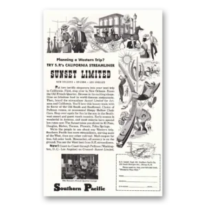 1954 Southern Pacific Print Ad | Sunset Limited