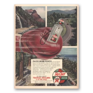 1954 Texaco Sky Chief Gasoline Print Ad | More Punch