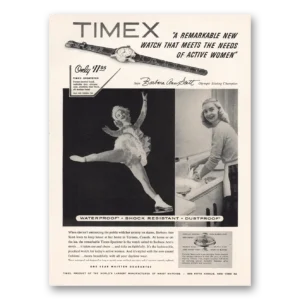 1954 Timex Watch Print Ad | Barbara Ann Scott