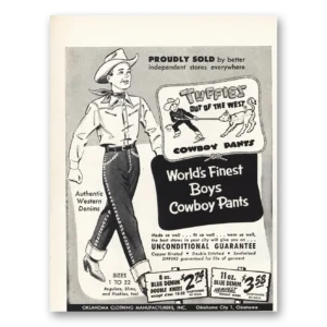 1954 Tuffies Print Ad | Boys Cowboy Pants