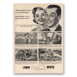 1954 TWA Print Ad | Save Time Going
