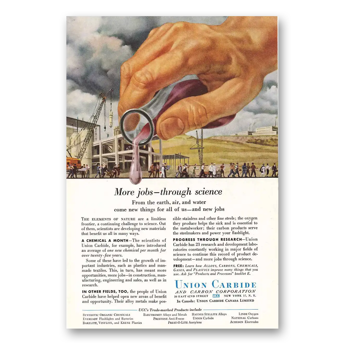 1954 Union Carbide Print Ad | Jobs Science