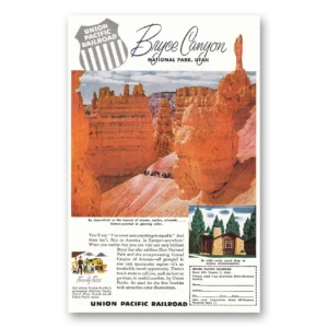 1954 Union Pacific Railroad Print Ad | Bryce Canyon