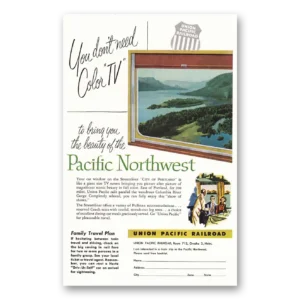 1954 Union Pacific Railroad Print Ad | Color Tv