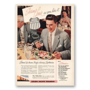 1954 Union Pacific Railroad Print Ad | Shrimp Louie As You Like It