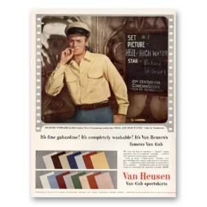 1954 Van Heusen Shirts Print Ad | Richard Widmark