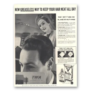 1954 Vitalis Print Ad | Greaseless