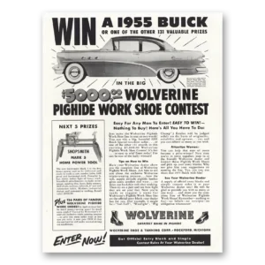 1954 Wolverine Work Shoes Print Ad | Win 1955 Buick