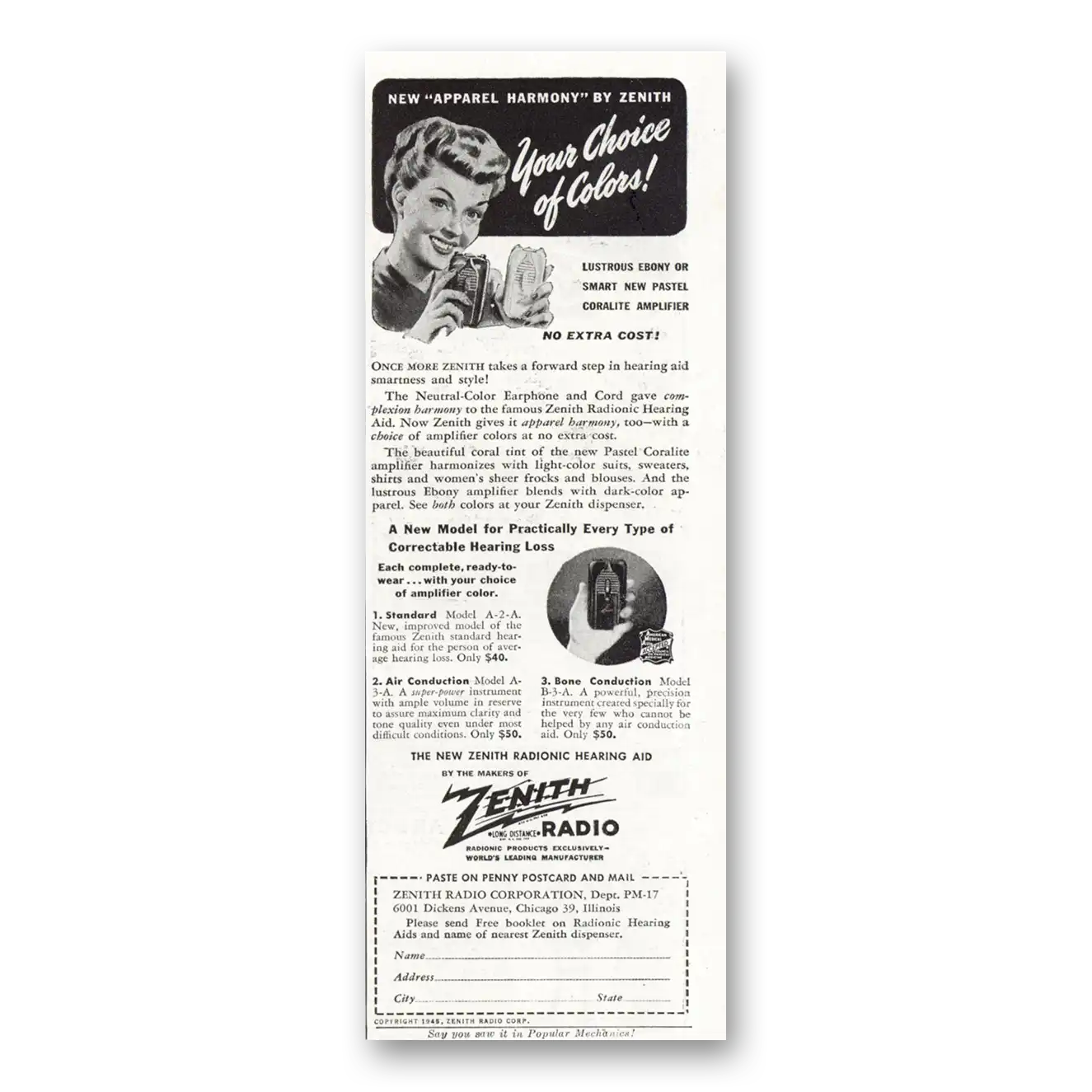 1954 Zenith Hearing Aid Print Ad | Apparel Harmony