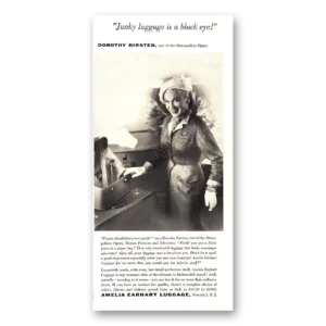 1955 Amelia Earhart Luggage Print Ad | Dorothy Kirsten