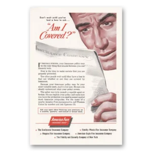 1955 America Fore Insurance Print Ad | Am I Covered