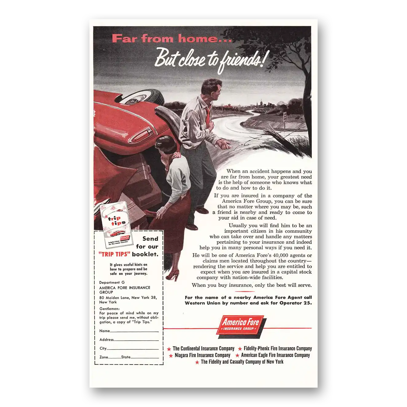 1955 America Fore Insurance Print Ad | Far From Home