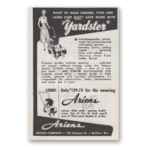 1955 Ariens Yardster Print Ad | Lawn Care Easy